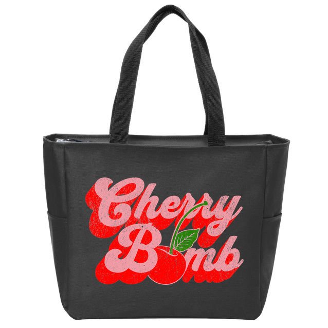 Cherry Bomb Retro 70s Vintage Style Cute Zip Tote Bag