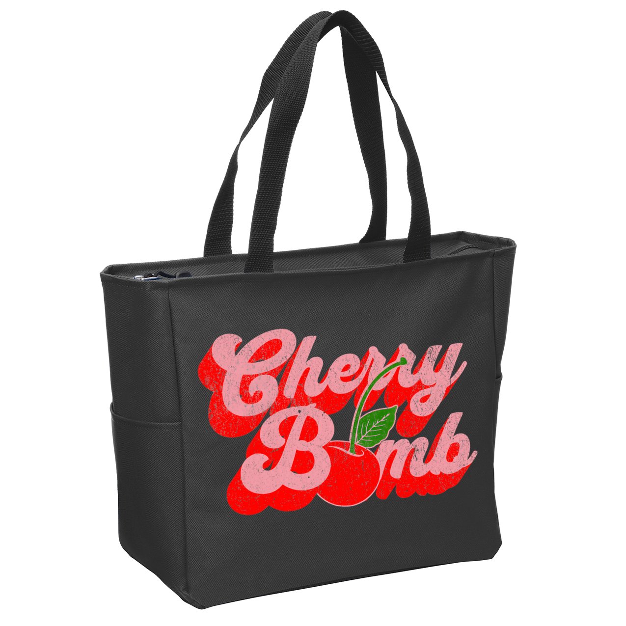 Cherry Bomb Retro 70s Vintage Style Cute Zip Tote Bag