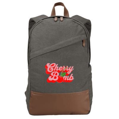 Cherry Bomb Retro 70s Vintage Style Cute Cotton Canvas Backpack