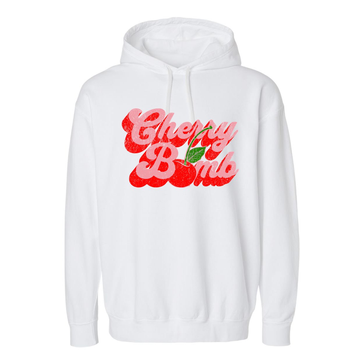 Cherry Bomb Retro 70s Vintage Style Cute Garment-Dyed Fleece Hoodie