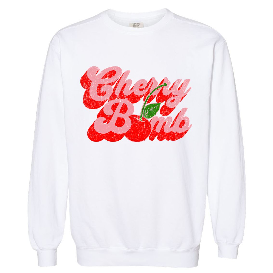 Cherry Bomb Retro 70s Vintage Style Cute Garment-Dyed Sweatshirt