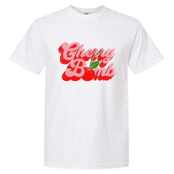 Cherry Bomb Retro 70s Vintage Style Cute Garment-Dyed Heavyweight T-Shirt