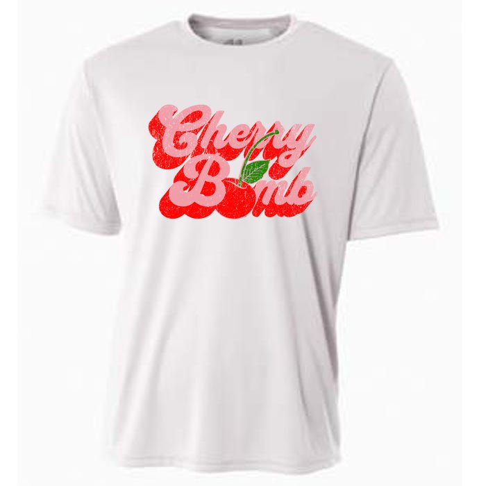 Cherry Bomb Retro 70s Vintage Style Cute Cooling Performance Crew T-Shirt