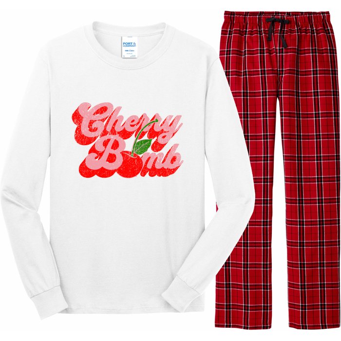 Cherry Bomb Retro 70s Vintage Style Cute Long Sleeve Pajama Set