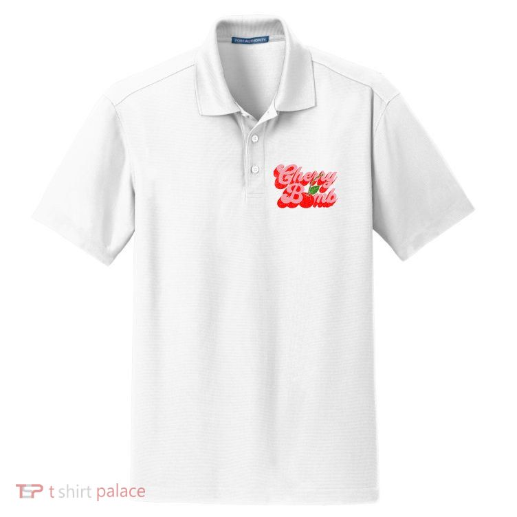 Cherry Bomb Retro 70s Vintage Style Cute Dry Zone Grid Polo