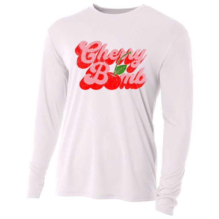 Cherry Bomb Retro 70s Vintage Style Cute Cooling Performance Long Sleeve Crew