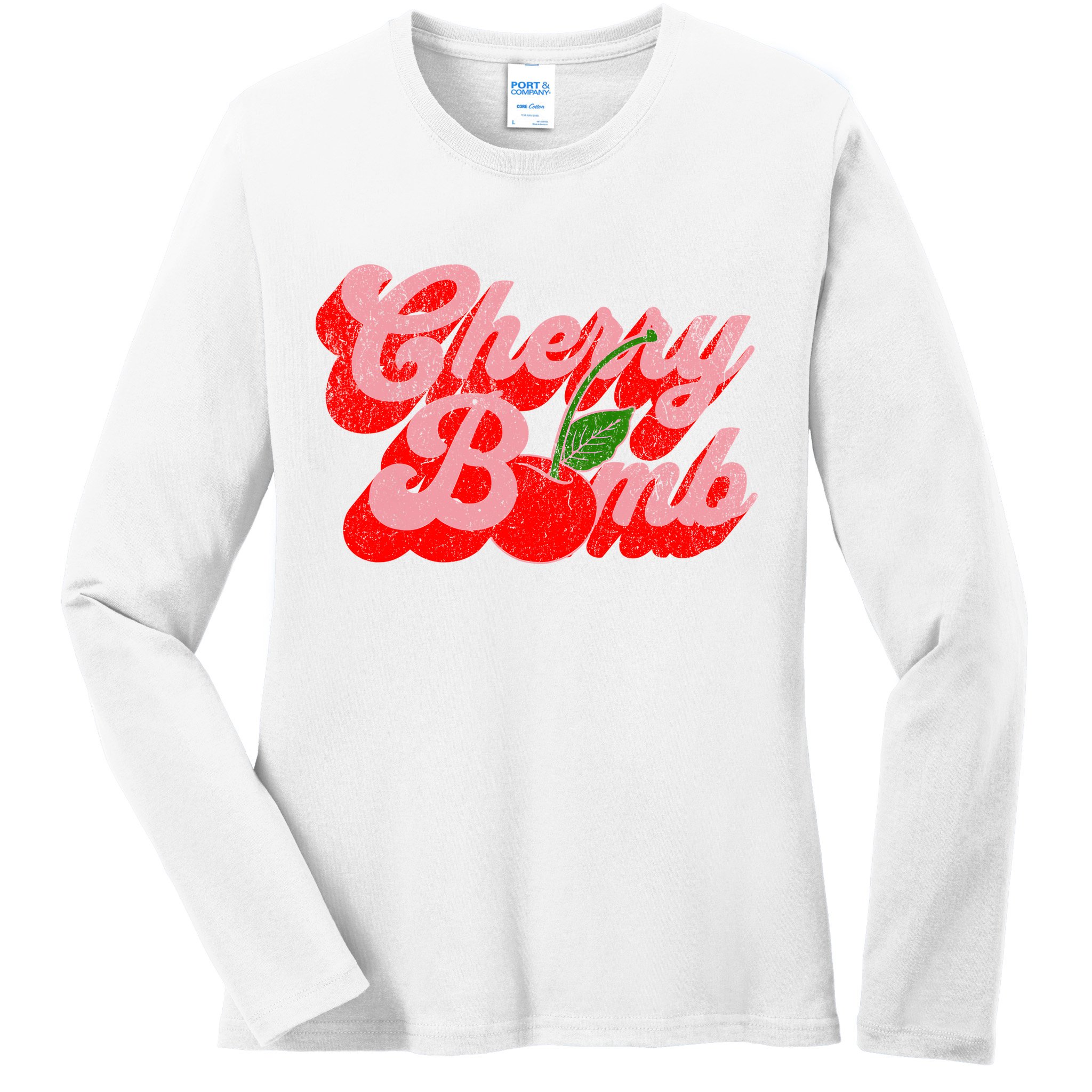 Cherry Bomb Retro 70s Vintage Style Cute Ladies Long Sleeve Shirt