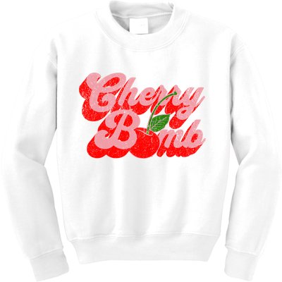 Cherry Bomb Retro 70s Vintage Style Cute Kids Sweatshirt