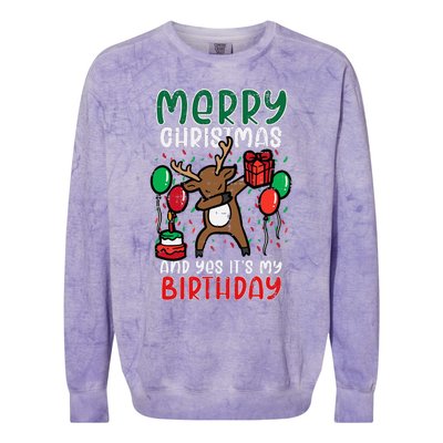 Christmas Birthday Reindeer Dab Xmas Celebration Colorblast Crewneck Sweatshirt