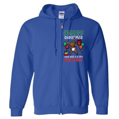 Christmas Birthday Reindeer Dab Xmas Celebration Full Zip Hoodie