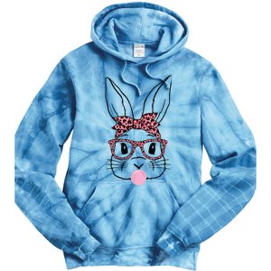 Cute Bunny Rabbit Face Leopard Glasses Girl Happy Easter Day Tie Dye Hoodie