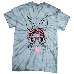 Cute Bunny Rabbit Face Leopard Glasses Girl Happy Easter Day Tie-Dye T-Shirt