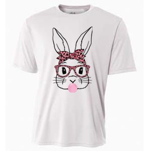 Cute Bunny Rabbit Face Leopard Glasses Girl Happy Easter Day Cooling Performance Crew T-Shirt