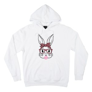 Cute Bunny Rabbit Face Leopard Glasses Girl Happy Easter Day Hoodie