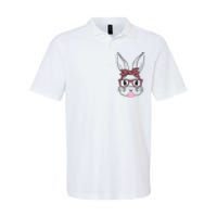 Cute Bunny Rabbit Face Leopard Glasses Girl Happy Easter Day Softstyle Adult Sport Polo