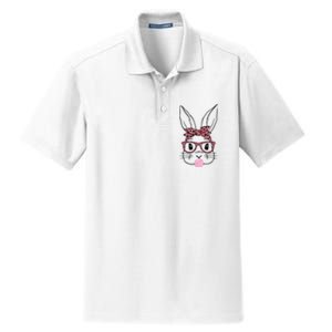 Cute Bunny Rabbit Face Leopard Glasses Girl Happy Easter Day Dry Zone Grid Polo