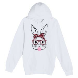 Cute Bunny Rabbit Face Leopard Glasses Girl Happy Easter Day Premium Pullover Hoodie