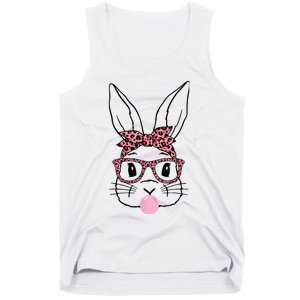 Cute Bunny Rabbit Face Leopard Glasses Girl Happy Easter Day Tank Top