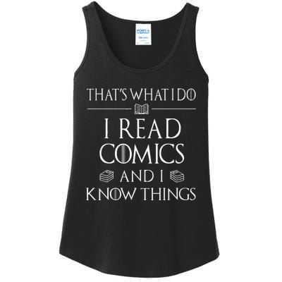 Comic Book Reader Gifts Read Comics And I Know Things Ladies Essential Tank