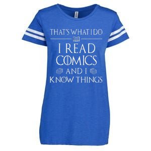 Comic Book Reader Gifts Read Comics And I Know Things Enza Ladies Jersey Football T-Shirt