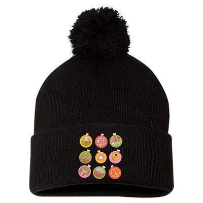 Christmas Ball Retro Ornaments Pom Pom 12in Knit Beanie