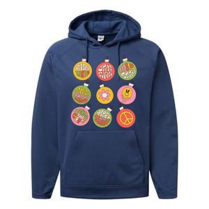 Christmas Ball Retro Ornaments Performance Fleece Hoodie