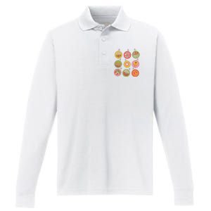 Christmas Ball Retro Ornaments Performance Long Sleeve Polo