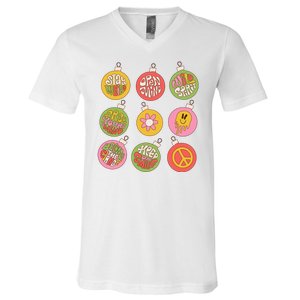 Christmas Ball Retro Ornaments V-Neck T-Shirt