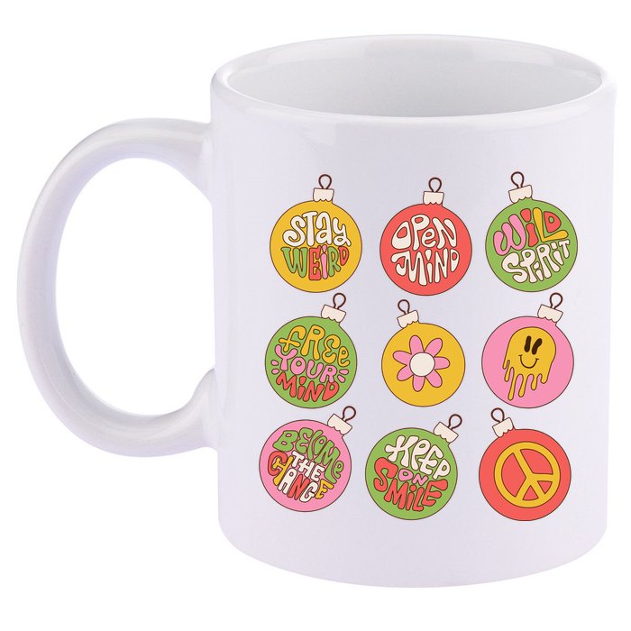 Christmas Ball Retro Ornaments 11oz C Handle Ceramic Mug