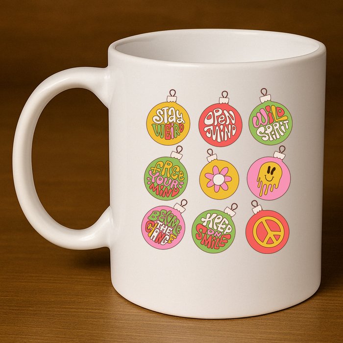 Christmas Ball Retro Ornaments 11oz C Handle Ceramic Mug