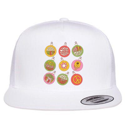 Christmas Ball Retro Ornaments Flat Bill Trucker Hat