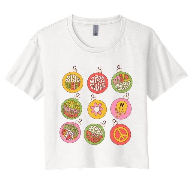 Christmas Ball Retro Ornaments Crop Top