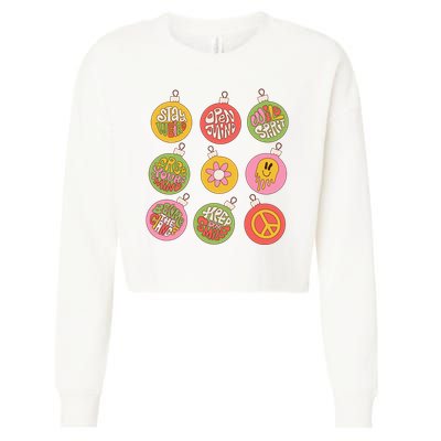 Christmas Ball Retro Ornaments Cropped Pullover Crew
