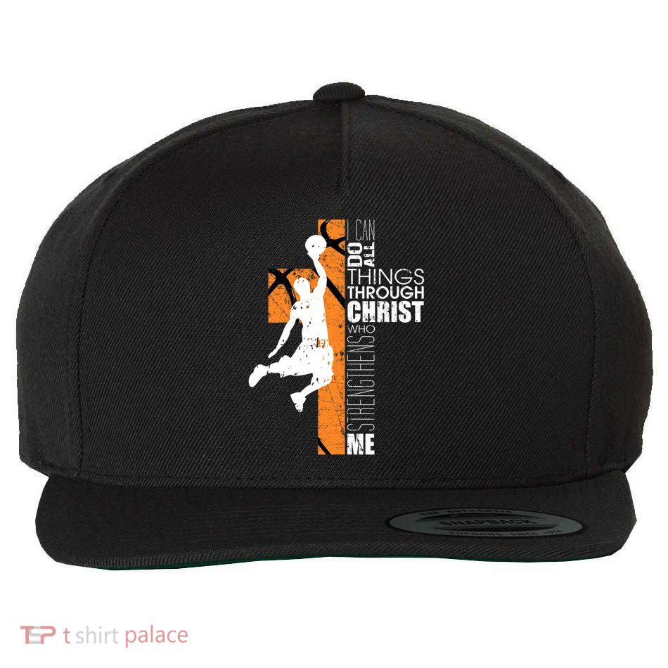Christian Basketball Religious Bible Verse Philippians 413 Wool Snapback Cap