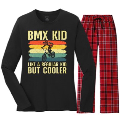 Cool Bmx Racing Off Road Bike Riders Women's Long Sleeve Flannel Pajama Set 