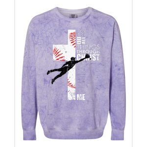 Christian Baseball Religious Cross  Colorblast Crewneck Sweatshirt