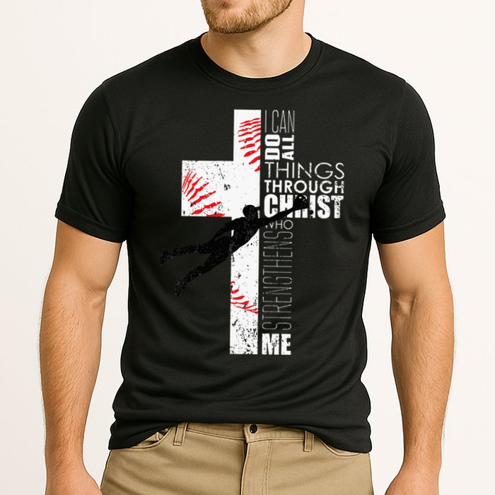 Christian Baseball Religious Cross  Cooling Performance Crew T-Shirt