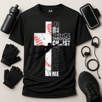 Christian Baseball Religious Cross  Cooling Performance Crew T-Shirt