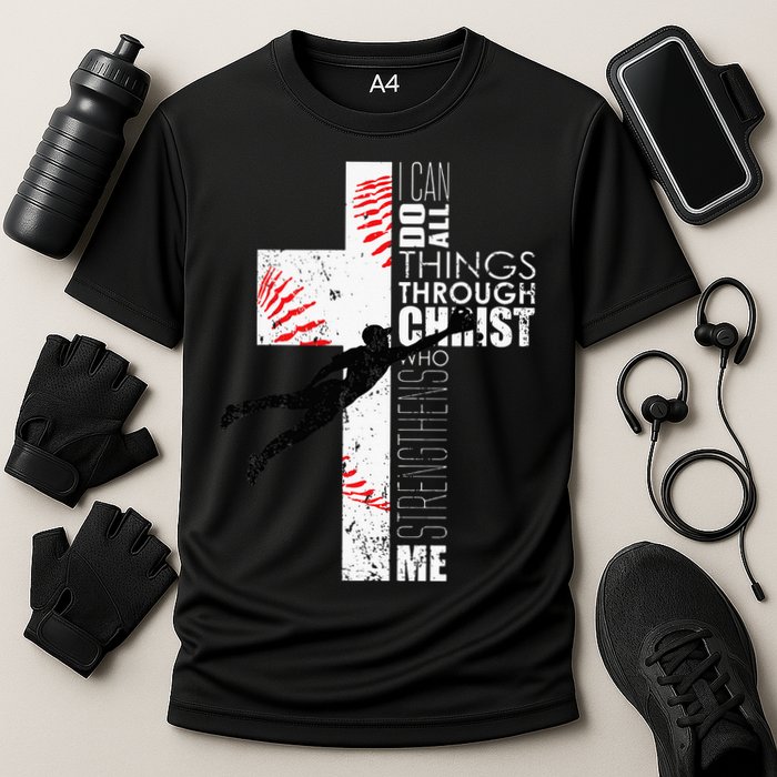 Christian Baseball Religious Cross  Cooling Performance Crew T-Shirt