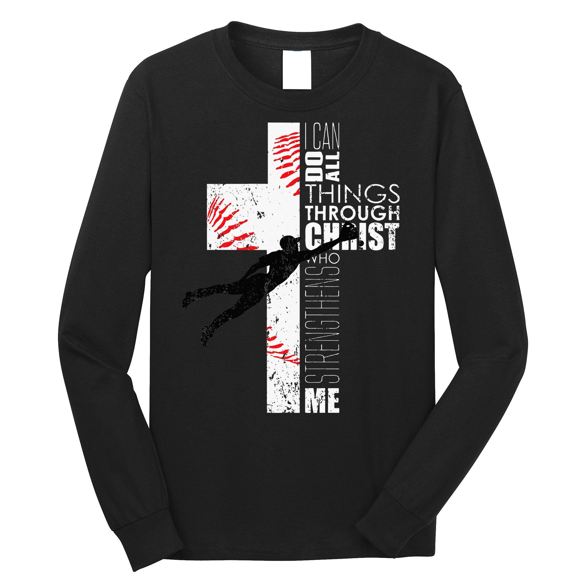 Christian Baseball Religious Cross  Long Sleeve Shirt