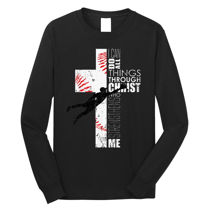 Christian Baseball Religious Cross  Long Sleeve Shirt