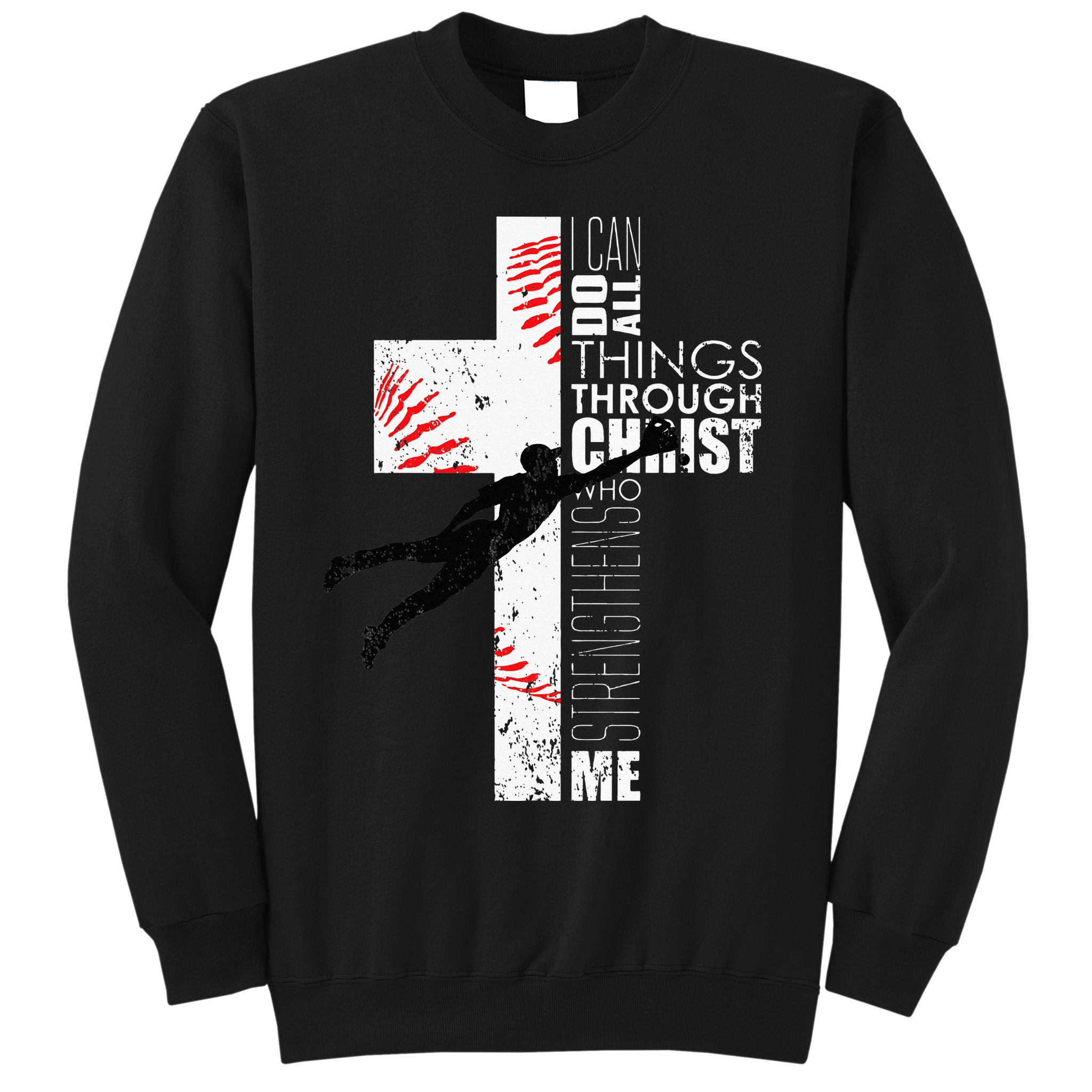 Christian Baseball Religious Cross  Sweatshirt
