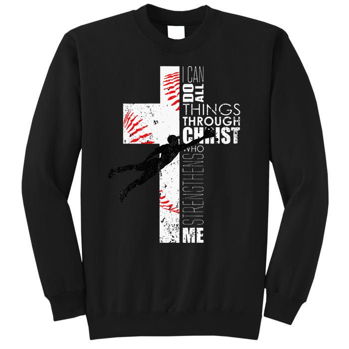 Christian Baseball Religious Cross  Sweatshirt