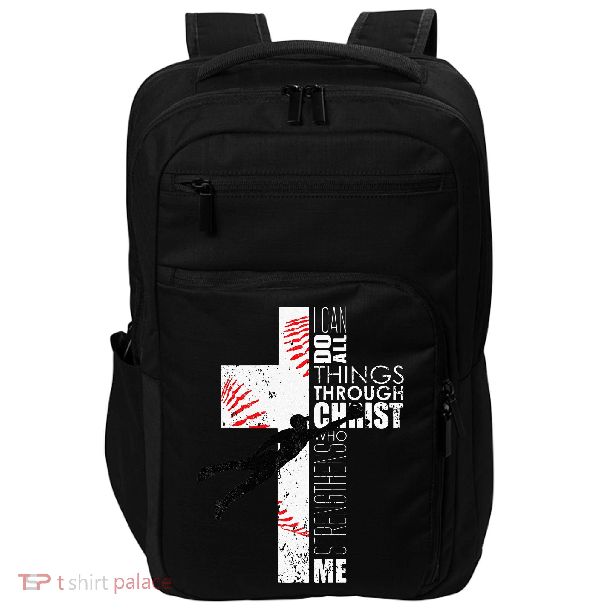 Christian Baseball Religious Cross  Impact Tech Backpack
