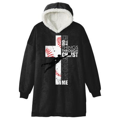 Christian Baseball Religious Cross  Hooded Wearable Blanket