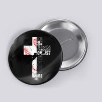 Christian Baseball Religious Cross  Button