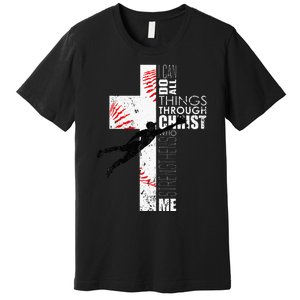 Christian Baseball Religious Cross  Premium T-Shirt