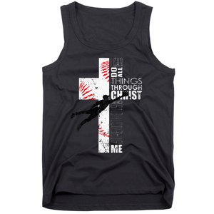 Christian Baseball Religious Cross  Tank Top