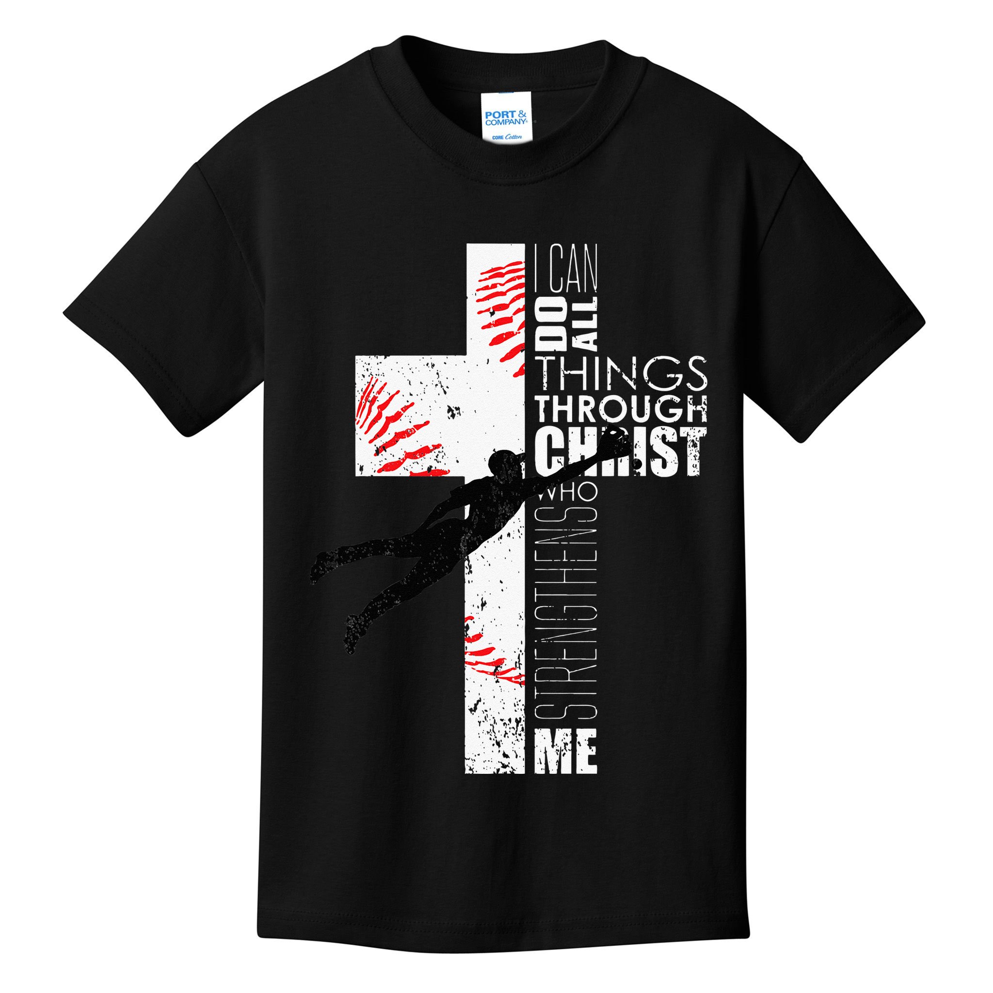 Christian Baseball Religious Cross  Kids T-Shirt