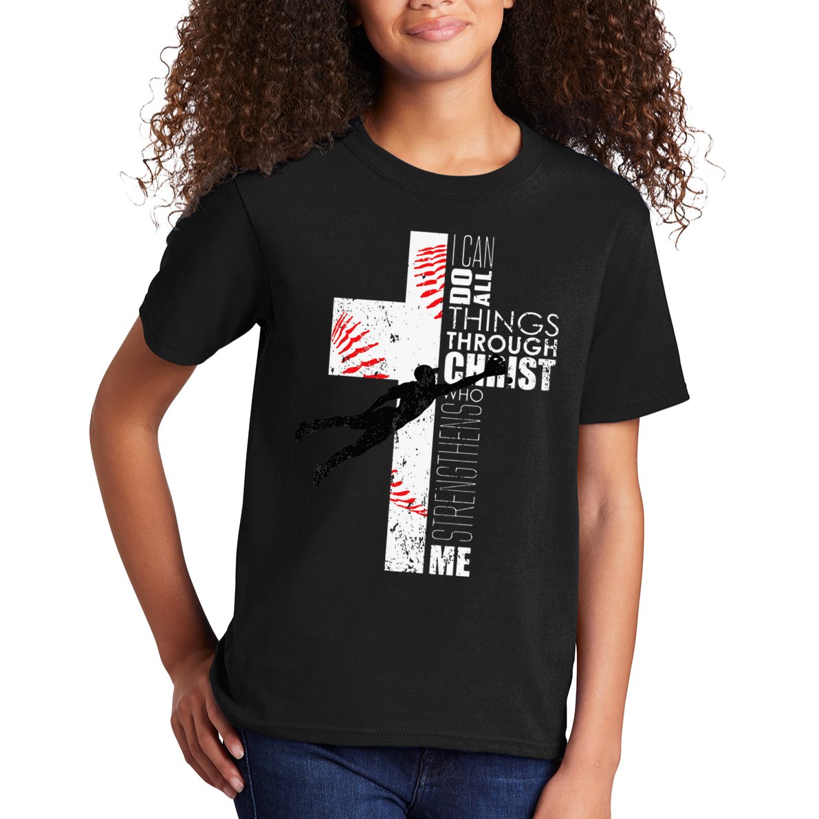 Christian Baseball Religious Cross  Kids T-Shirt